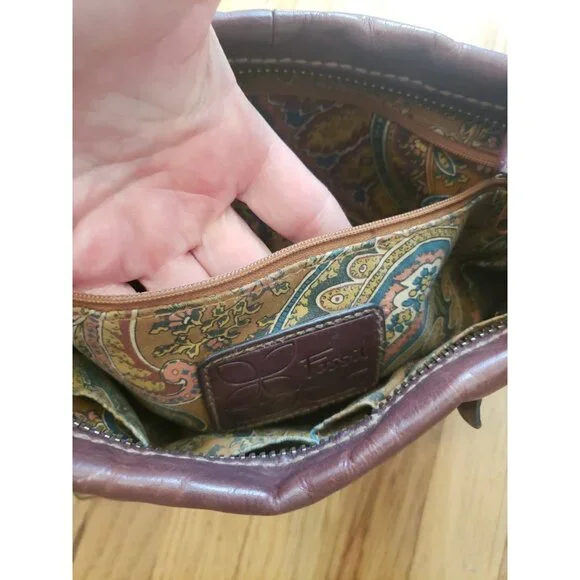 Fossil Cognac Brown Crossbody Purse Leather Vintage 90s  Medium  Boho Festival - Picture 9 of 9